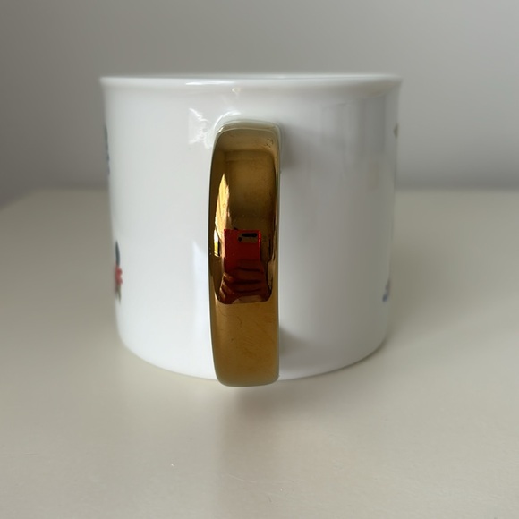 Opal House Name Initial E Floral Large Porcelain Coffee Mug metallic gold handle - Picture 4 of 8